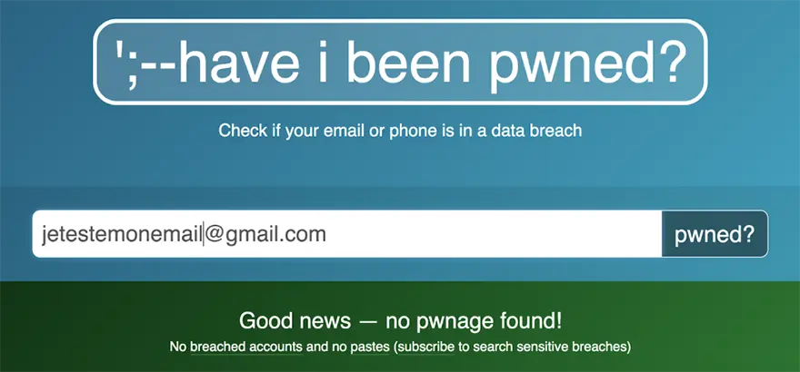 Verifier les données personnelles sur Haveibeenpwned