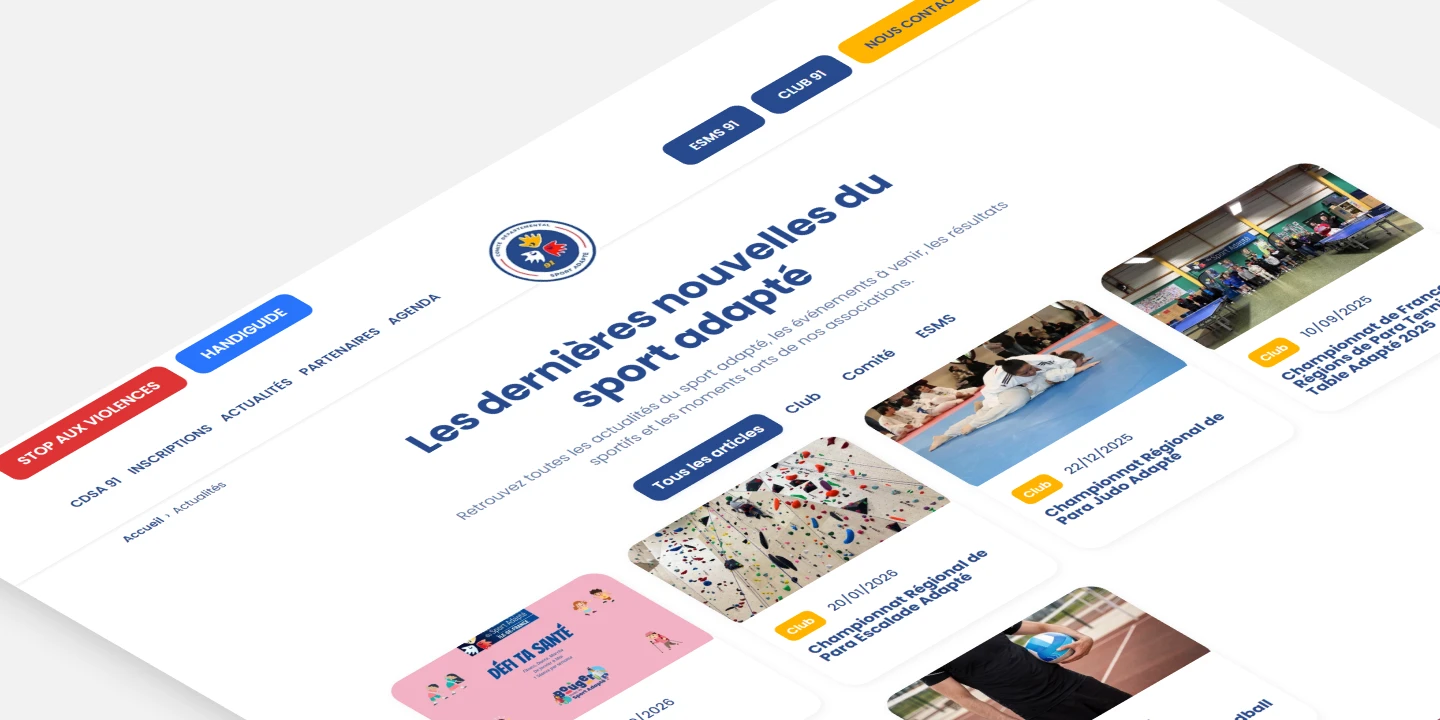 Page actualités CDSA91 (Sport Adapté 91)